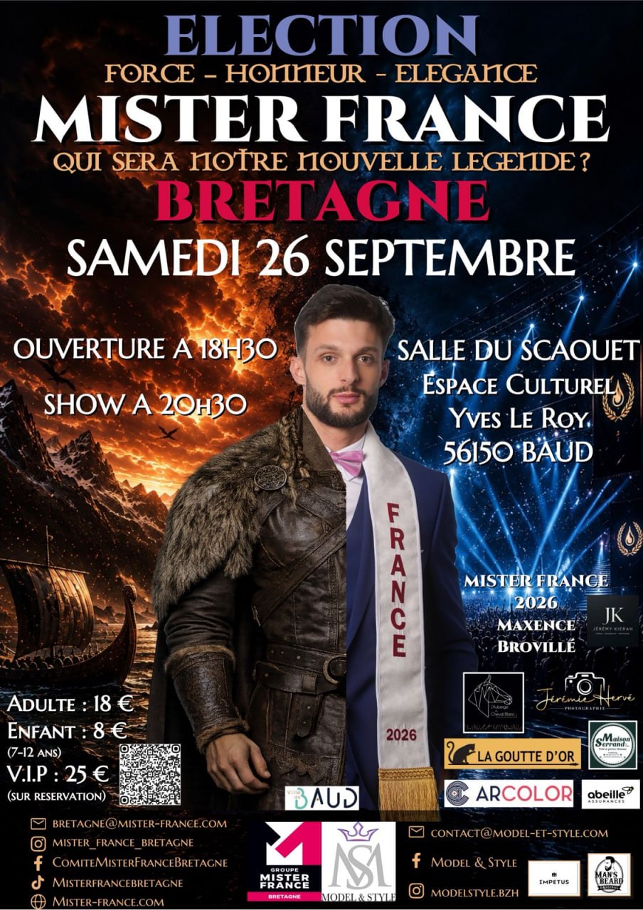 Affiche Élection Mister France Bretagne 2026
